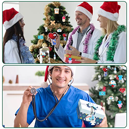 Gerrii 48 Pcs Christmas Nurse Wooden Ornaments - Classic Hanging Holiday Decor