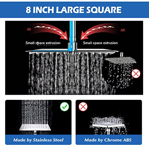 8-Inch Rainfall Shower Head Combo with Handheld Spray and Adjustable Arm