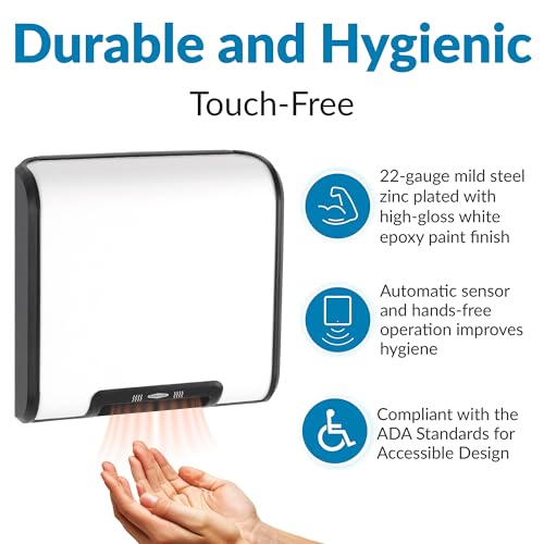Automatic Hand Dryer, ADA Compliant Surface-Mounted Commercial Dryer, White