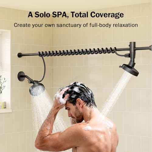 Dual Shower Head System with Adjustable 60-Inch Slider, Black Stainless Steel