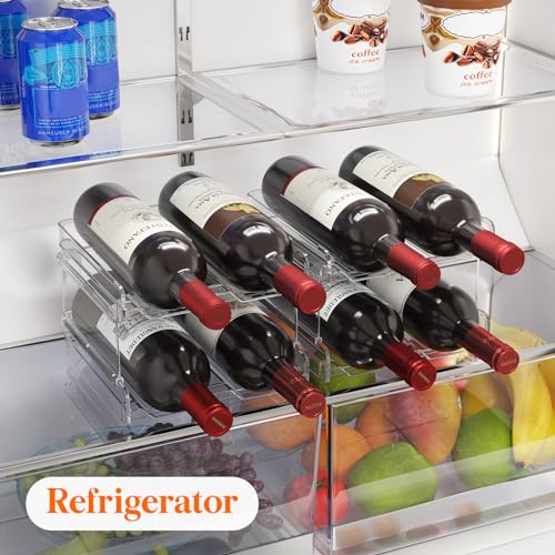 Stackable Plastic Wine Rack & Bottle Organizer for Fridge & Pantry
