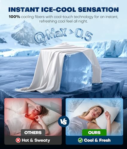 Cooling Pillowcase Set of 2, Breathable Zippered Bed Pillow Covers