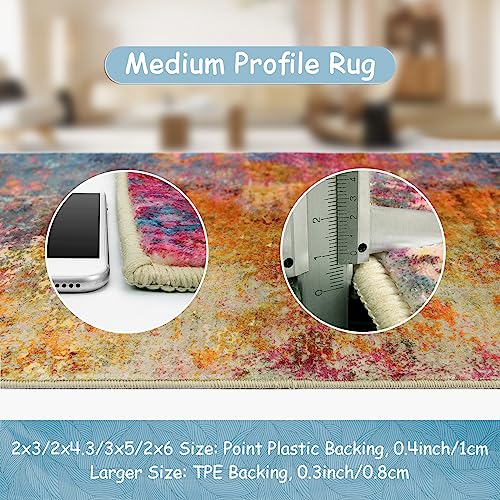 Modern Abstract Area Rug 5x7 Washable Non-Slip Soft Faux Wool Living Room Carpet