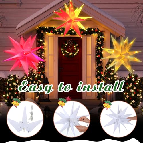 1 Pcs LED Moravian Star Light Xmas Tree Topper Hanging,30 Inch