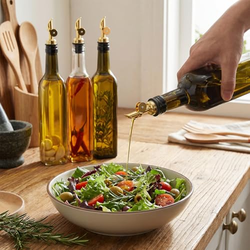 Afcabakila 12-Pack Stainless Steel Oil & Liquor Bottle Pourers with Flip Cap, Gold