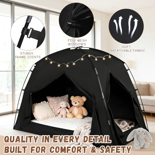 Indoor Blackout Bed Tent Privacy Canopy for Twin & Full Beds - 3 Doors