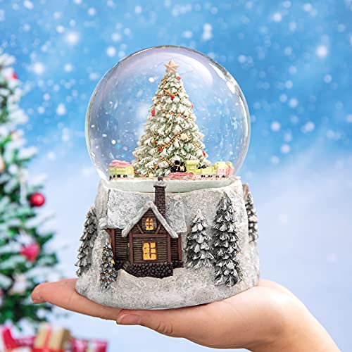 Automatic Revolving Train Musical Snow Globe with LED Lights - 4 Inch