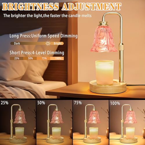 Pink Tulip Candle Warmer Lamp with Timer & Dimmable Light