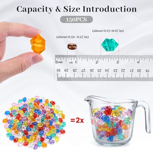 Multicolored Acrylic Ice Rocks & Fake Gems - 150 Pack Vase Fillers