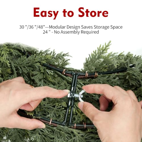 Senjie 24 Inch Real Touch Cedar Wreath for Front Door - Holiday Decor