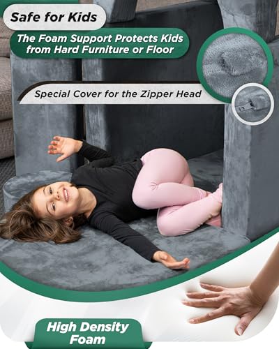 Lunix Modular Kids Play Couch Set - Stone Gray 14-Piece Foam Building & Climbing Set
