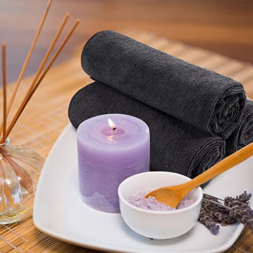 Orighty 12 Pack Microfiber Salon Towels - Black, 16 x 29 Inches, Soft & Absorbent