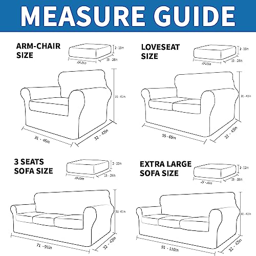 Stretch 4-Piece Sofa Slipcover for 3 Cushion Couch - Furniture Protector