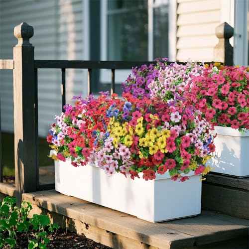 24 Pcs UV-Resistant Artificial Flowers - Outdoor Faux Silk Plants (13.8 in)