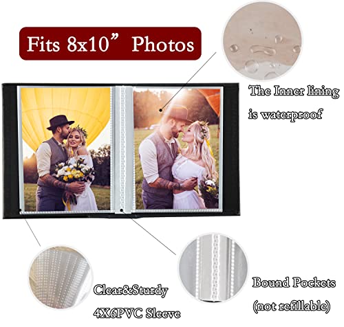 8x10 Photo Album with Leather Cover, Holds 50 Vertical Pictures, Blue
