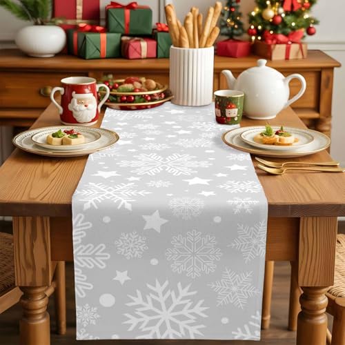 Futuregrace Christmasfge0250 13x36in Snowflake Table Runner Cotton Linen