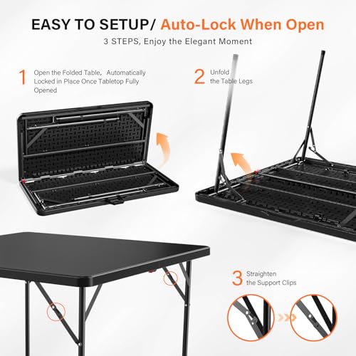 42-Inch Foldable Square Dining Table, Portable Indoor Outdoor Table