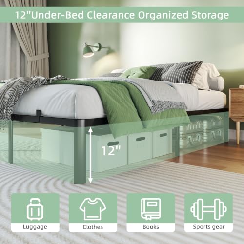 Queen Platform Bed Frame - 14 Inch Heavy Duty Steel, No Box Spring Needed