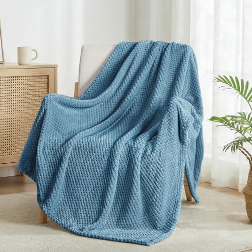 Exclusivo Mezcla Large Waffle Fleece Throw Blanket - Slate Blue (50x70")
