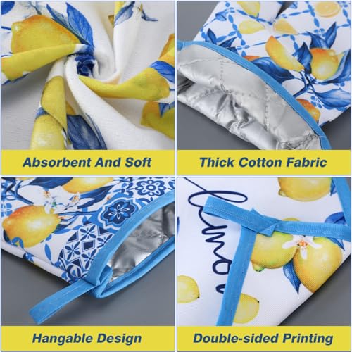 6-Piece Italian Lemon Kitchen Set: Oven Mitts, Pot Holders, and Towels