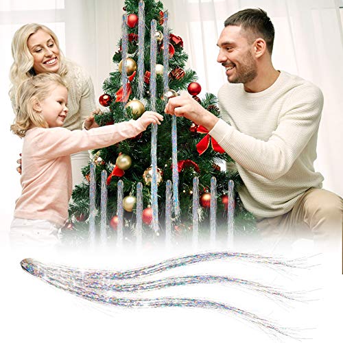 Silver Iridescent Tinsel Icicles Garland for Christmas Tree - 10000 Strands