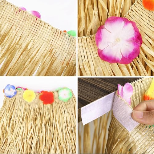 Hawaiian Luau Grass Table Skirt for Tropical Party Decorations (9ft x 29.5 in)