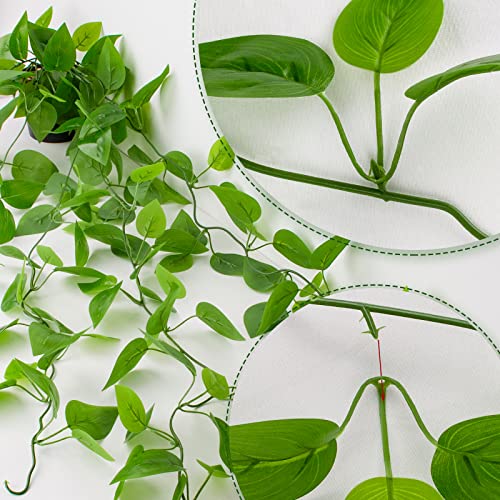 Realistic Artificial Hanging Pothos Plant in Black Pot - 39 Inch Vine
