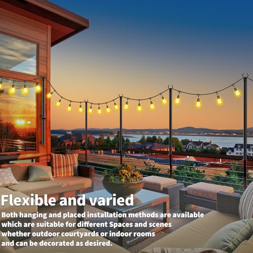 8 Pack 5ft String Light Poles for Deck & Patio - Rust-Resistant Steel
