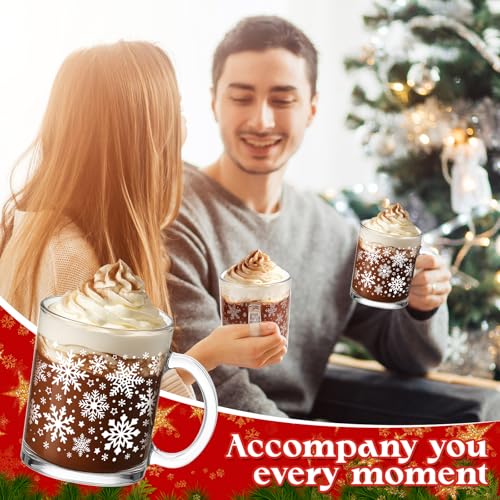 12 Pcs Winter Snowflake Glass Coffee Mugs Set 12 oz Christmas Gift - Variation: 12 / Winter