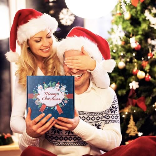 Zeoshow Blue Christmas Gift Set for Men Women Holiday Gift Box with Mug Towel Candle & More