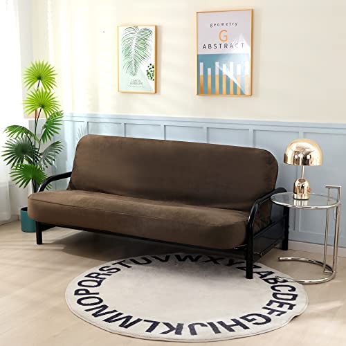 Soft Micro Suede Futon Cover with 3-Sided Zipper - Chocolate Brown