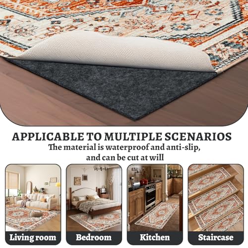 6x9 ft Waterproof Non-Slip Rug Pad for Hardwood Floors - Felt & TPR