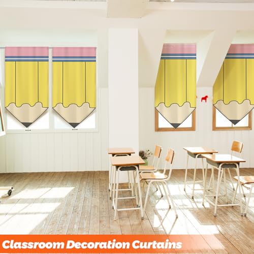6-Piece Pencil Shaped Window Curtains for Classrooms, 24 x 36 Inch Velvet