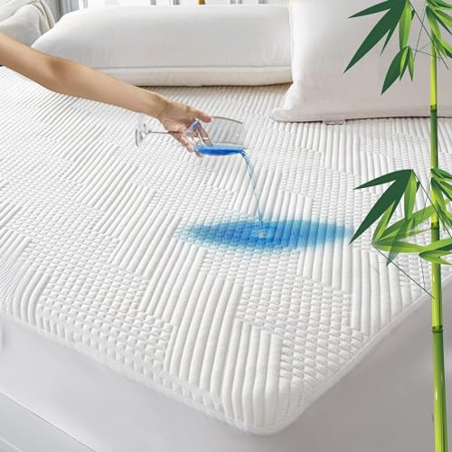 Waterproof California King Mattress Protector - Cooling Rayon Bamboo Cover