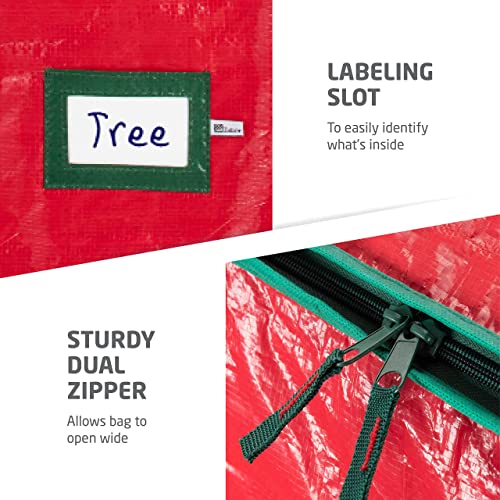 ZOBER 9 Ft Red Waterproof Christmas Tree Storage Bag with Handles & Label Slot