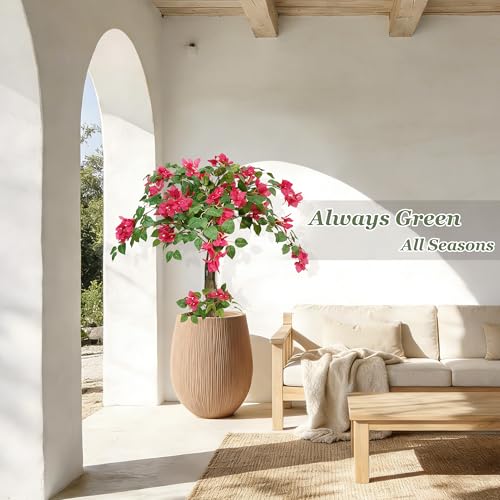 Artificial Bougainvillea Tree with Pink Silk Flowers - 3FT Tall Faux Plant for Indoor & Outdoor Decor