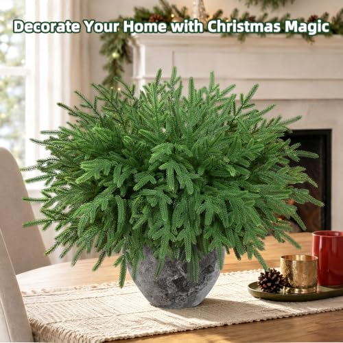 20 Pcs 18" Lifelike Touch Artificial Norfolk Pine Stems for Vase DIY