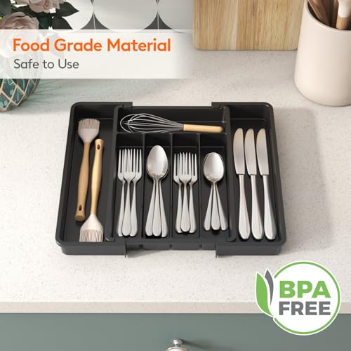 Lifewit Expandable Silverware Organizer & Plastic Utensil Tray for Kitchen Drawer