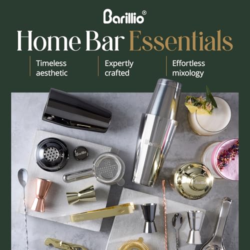 Gold Bartender Kit with Black Bamboo Stand - 23-Piece Cocktail Bar Set for Home Use