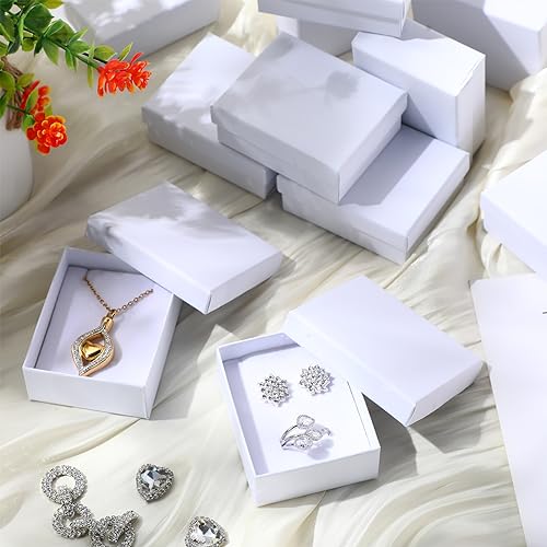 Equsion 200 Pcs White Cardboard Jewelry Gift Boxes with Lids - Small