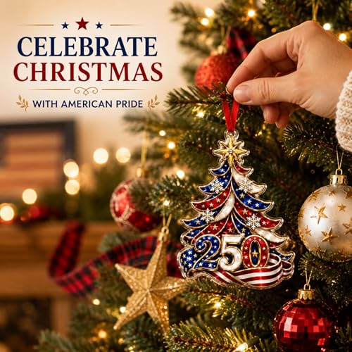 USA 250th Anniversary Acrylic Christmas Ornament, Patriotic Holiday Decor