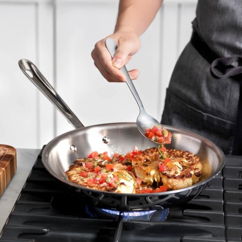 Tri-Ply Stainless Steel 12-Inch Frying Pan with Lid - Induction & Oven Safe