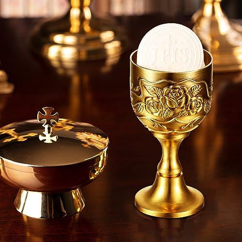 12-Piece Vintage Mini Chalice Goblet Set, 1 oz Embossed Metal Shot Glasses