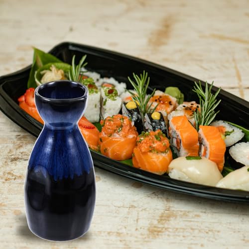 Porcelain Sake Carafe - Handcrafted Japanese Blue Ceramic Bottle for Hot & Cold Drinks