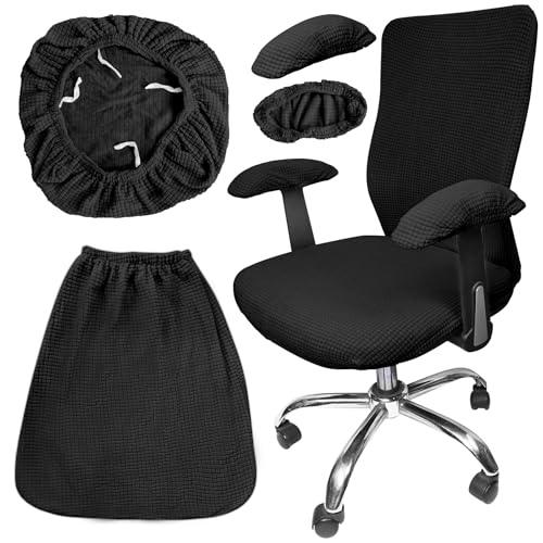 4-Piece Office Chair Cover Set - Stretchable Seat & Backrest Covers with Armrest Pads