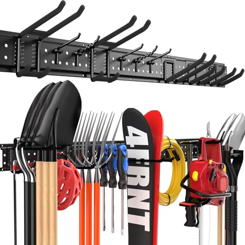 Garage Tool Organizer Wall Mount 49.5 Inch with 10 Heavy-Duty Hooks