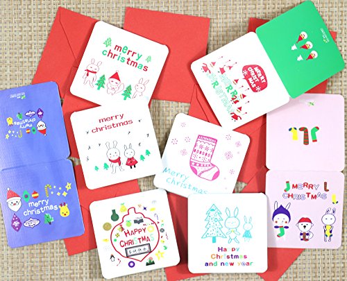 Rayker 24 Pack Mini Christmas Greeting Cards & Envelopes - 3x3" Holiday Holiday