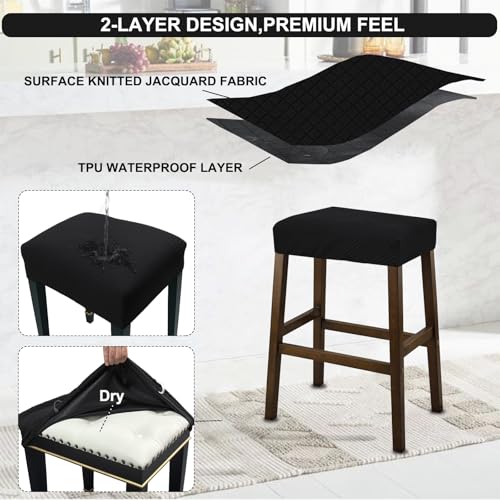 Waterproof Rectangle Bar Stool Covers - 2 Pack Stretch Seat Protectors