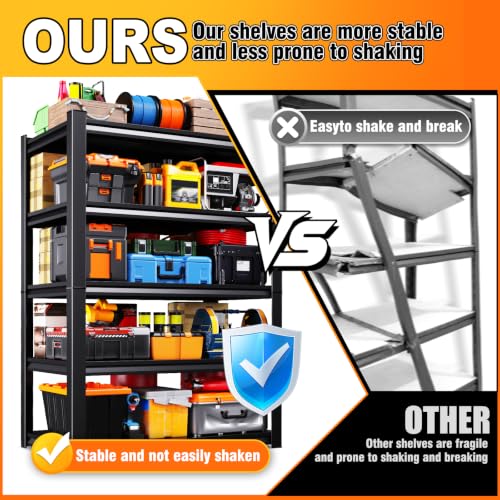 Heavy Duty 5-Tier Steel Garage Shelving Unit 72"H x 35"W Adjustable Storage Rack