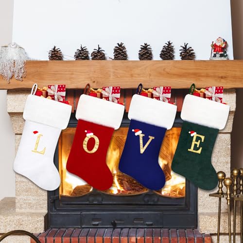 Monogram Red Velvet Christmas Stocking with Soft White Plush Cuff (20 Inch)